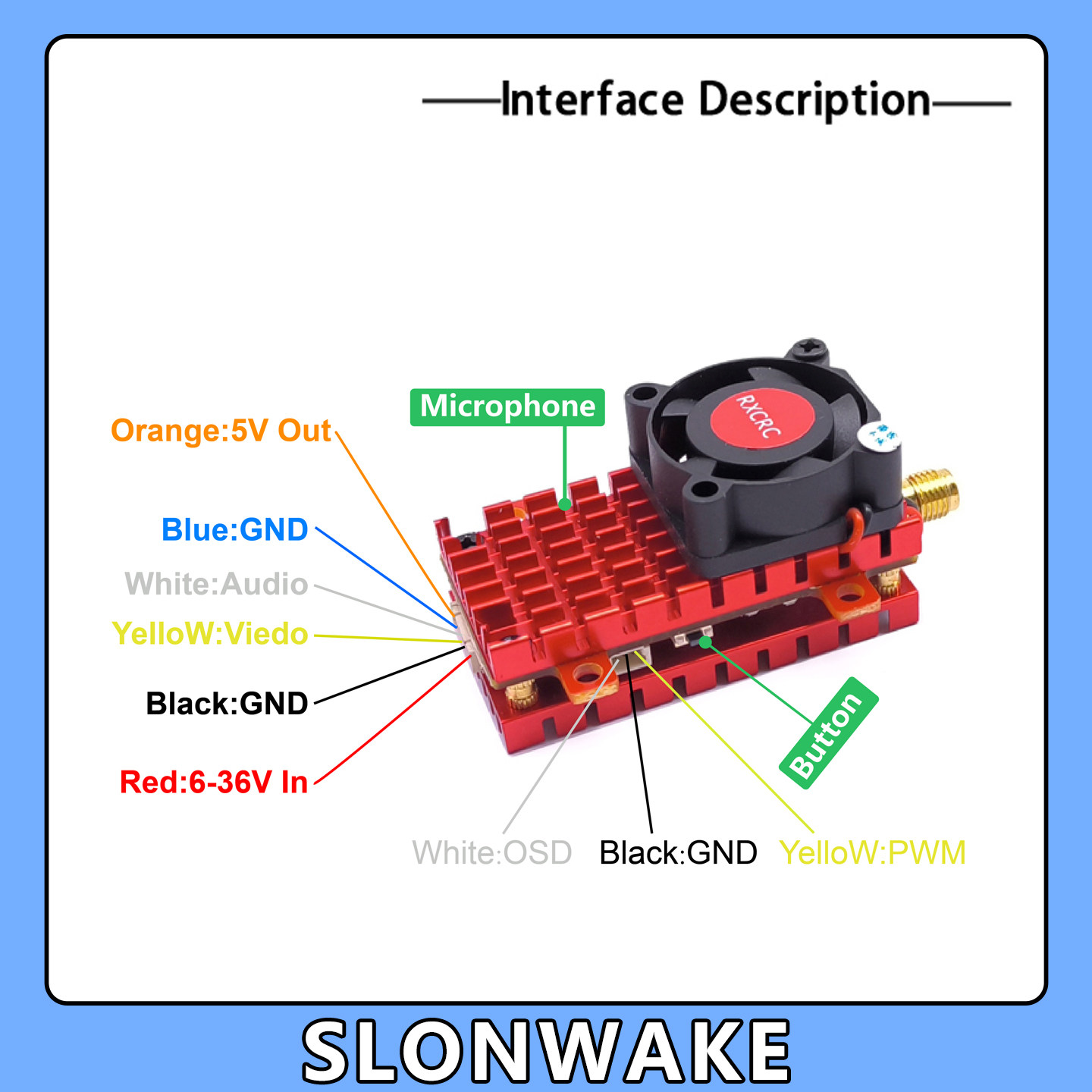 SLONWAKE 5.8G 2W VTX FPV 1800T - огляд і ціна Drone Rc Explorer